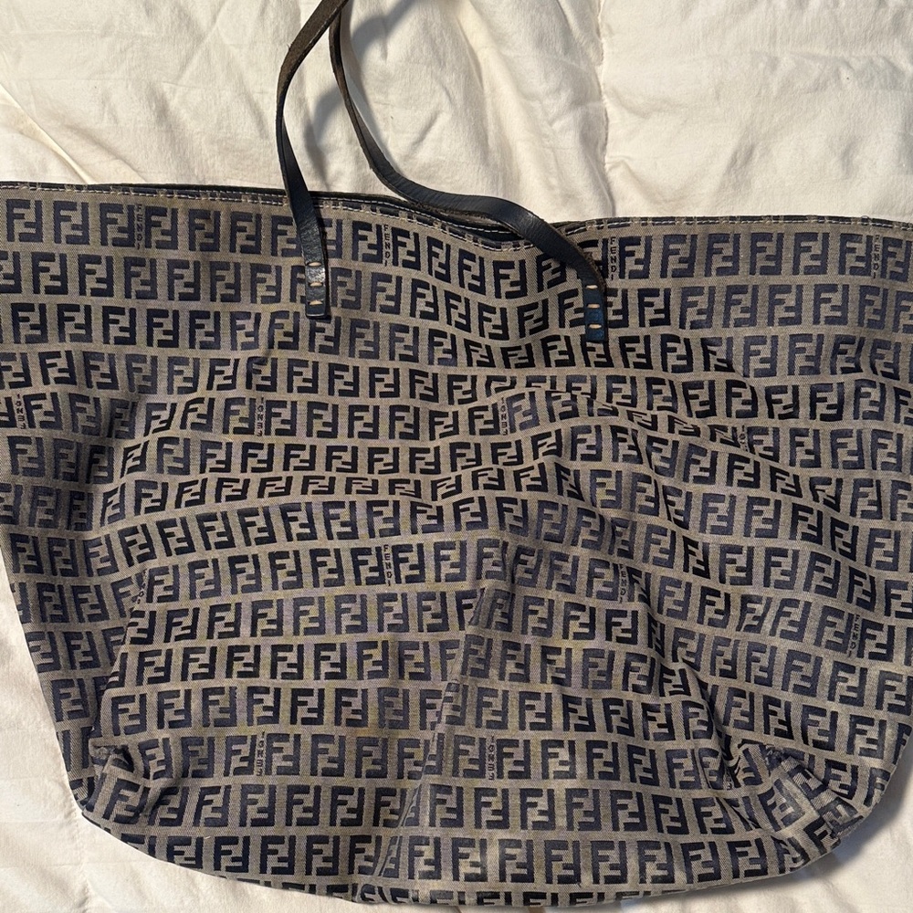 Fendi Navy Blue Leather Detail